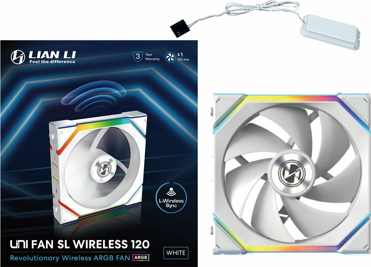 Ventilator PC Lian Li UNI FAN SL Wireless 120 (12SL1W1W) 120mm ARGB PWM 4-pin, i bardhë, 1 copë
