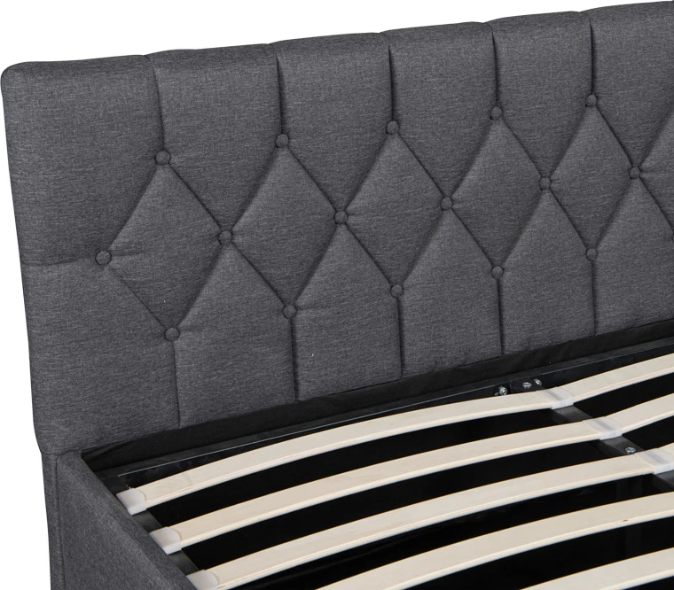 Krevat dopio Kamaho, stof, antracit, me hapësirë për depo, 160x200cm