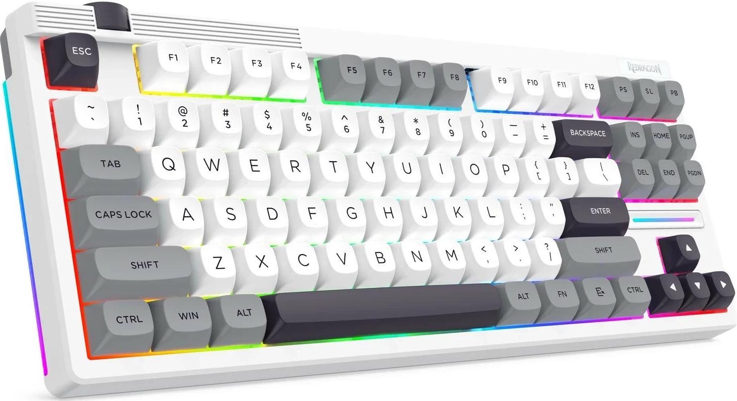 Tastierë gaming Redragon Otim Pro K729WGB, mekanike, TKL 80%, wireless/Bluetooth, RGB, white-grey