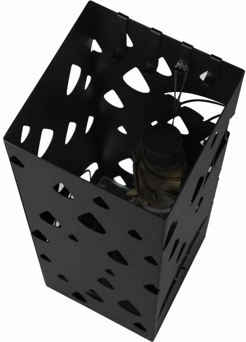 Mbajtëse çadrash metalike SONGMICS LUC49B 15.5 x 15.5 x 49 cm me grepa dhe tabaka pikuese, e zezë (set 1 copë + tabaka + 4 grepa)