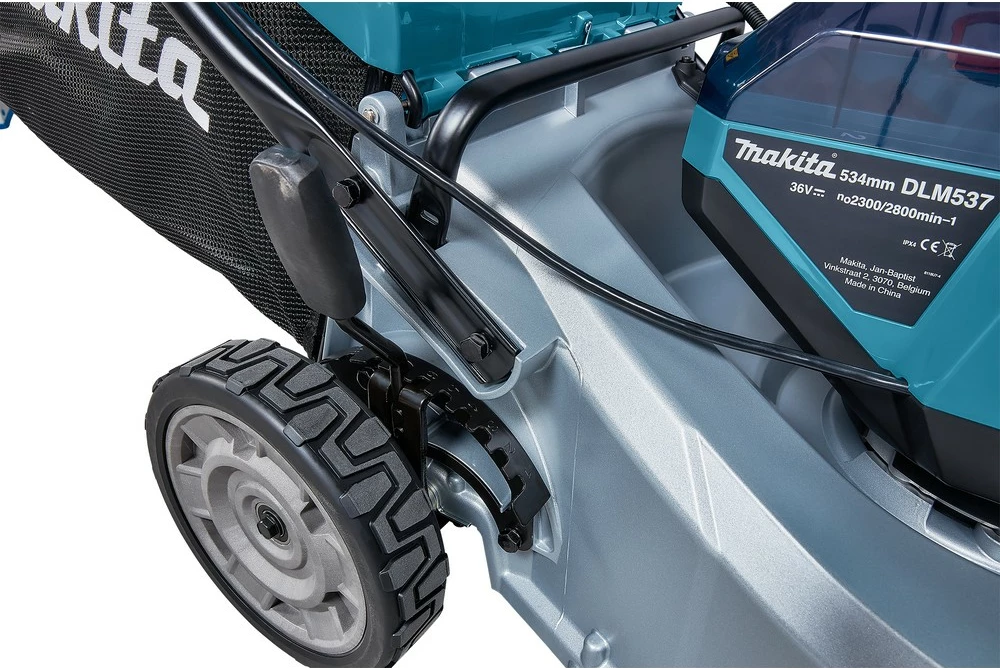 Kositës bari Makita DLM537Z, me bateri 18V, 53cm, kapacitet 70L, zi/blu/metalike