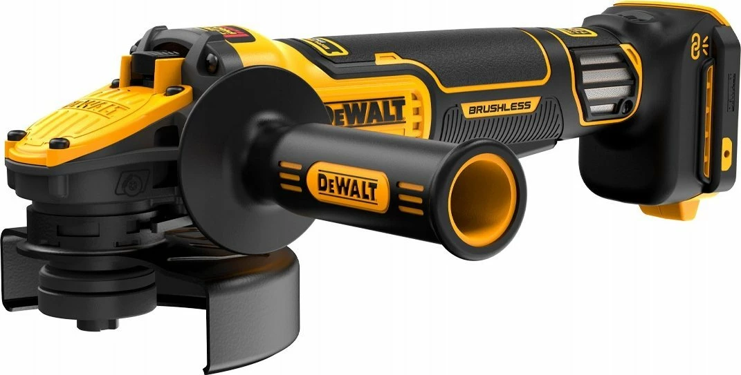 Fleks me bateri DeWalt DCG416VSN 18V XR, disk 125 mm, motor pa furça, 6 shpejtësi 3000-9000 rpm, pa bateri/karikues, e verdhë/zezë