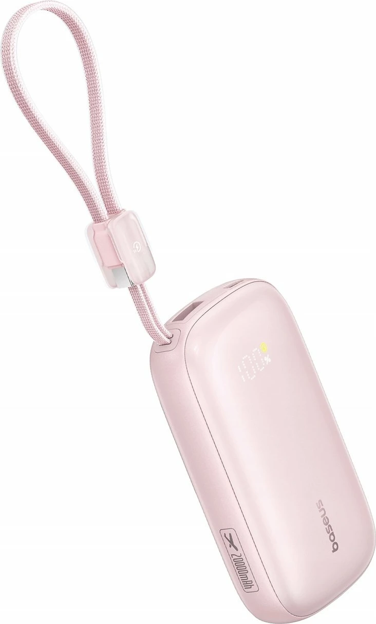 Powerbank Baseus EnerFill FC21 Qpow 3 Ultra 20000mAh 22.5W me display, rozë, me kabllo të ndashme
