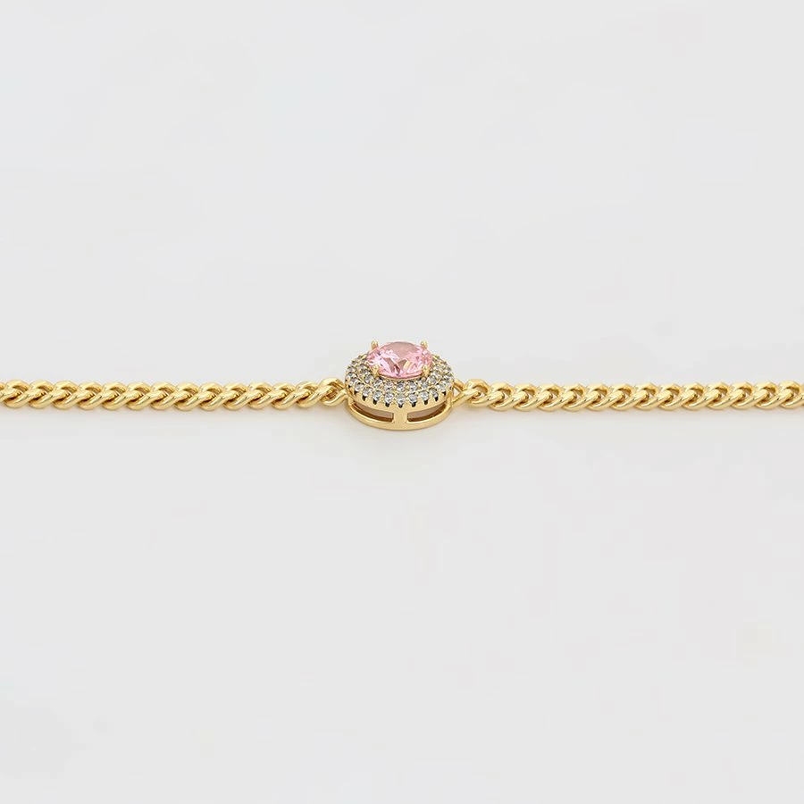 Byzylyk i praruar në arë 14k, me guri rozë BDR14