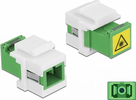 Modul Keystone DeLOCK SC Simplex femër-në-femër, flat, me mbrojtje laser, gjelbër/bardhë