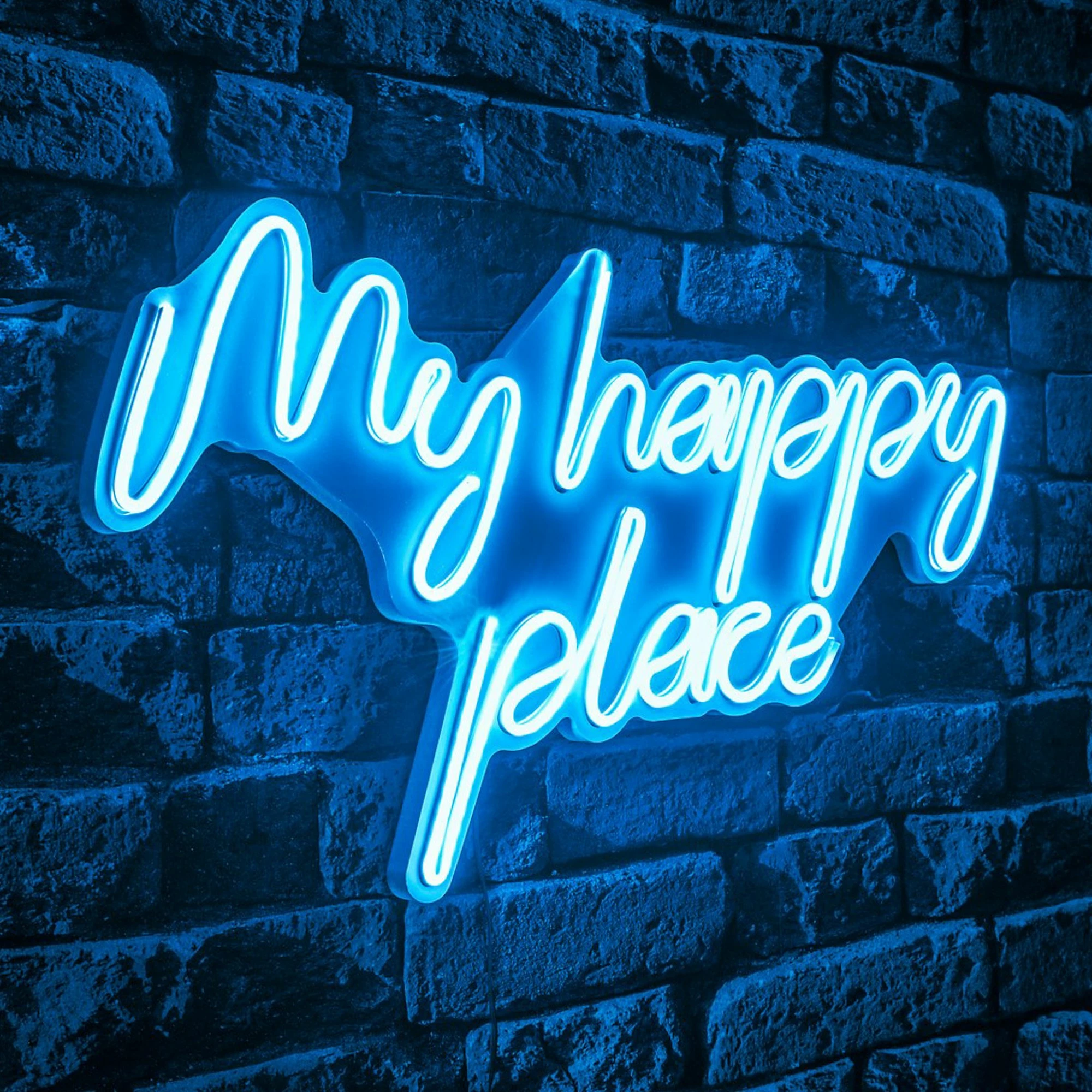 Dekor dritash LED plastike, 'My happy place', ngjyrë e kaltër