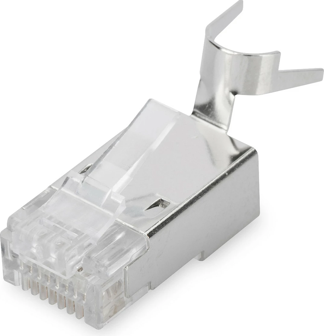 Konektor modular RJ45 Digitus CAT 6A, i mbrojtur, pass-through, transparent