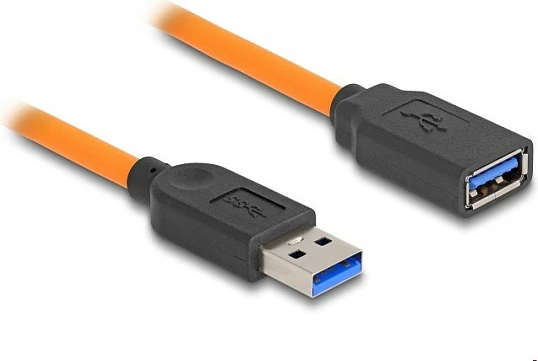 Kabllo zgjatëse USB DeLOCK USB-A mashkull në USB-A femër, 1 m, 5 Gbps, Portokalli