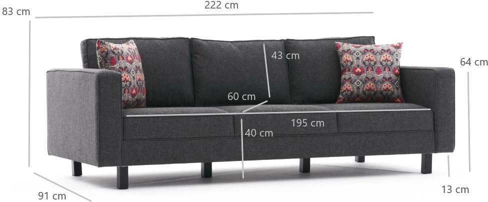 Divan treshe Atelier del Sofa, lino Kale, antracit