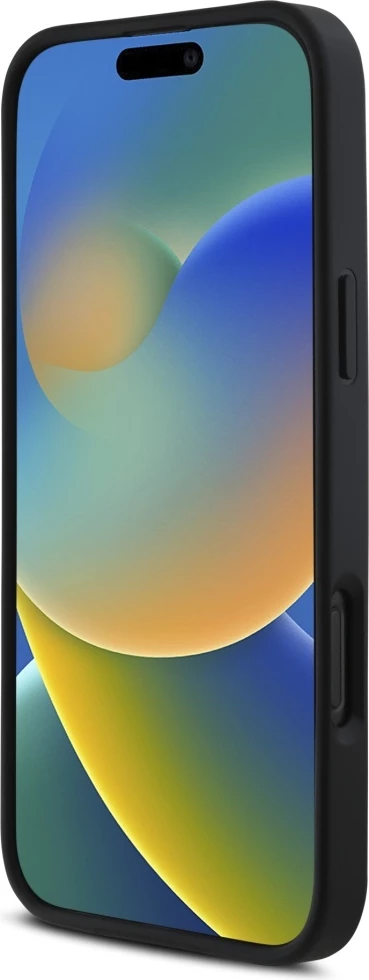 Mbështjellës, Karl Lagerfeld, HC 3D Rubber Elongated Glitter, për iPhone 16 Pro 6.3", hardcase TPU/silikon, zi