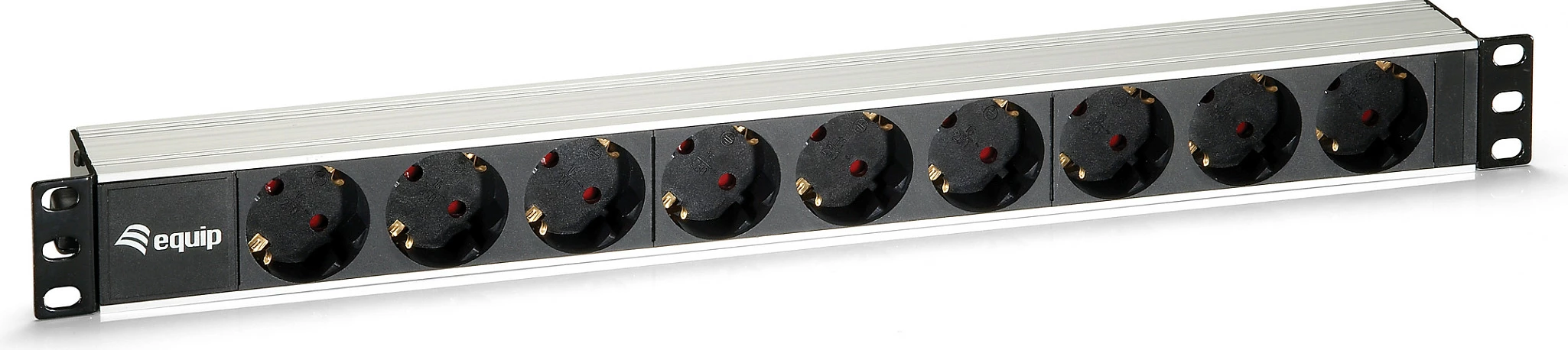 PDU për rack EQUIP 1U, 9 dalje AC (Schuko), 16A, kabllo 2m, zi/argjend
