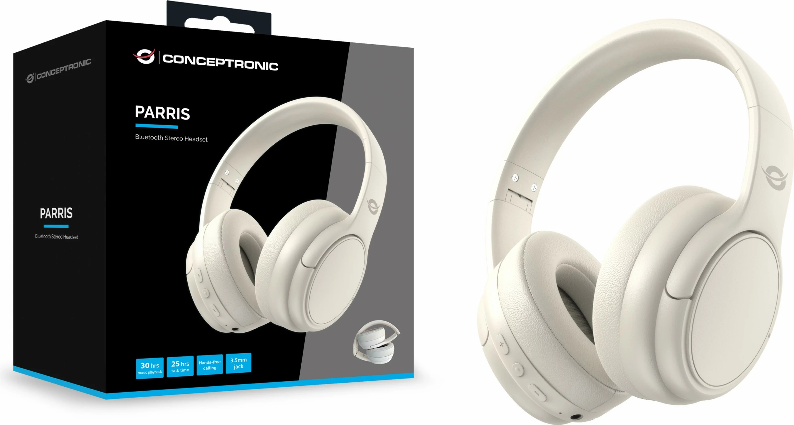 Kufje Conceptronic wireless BT 5.4, 30 orë, të bardha