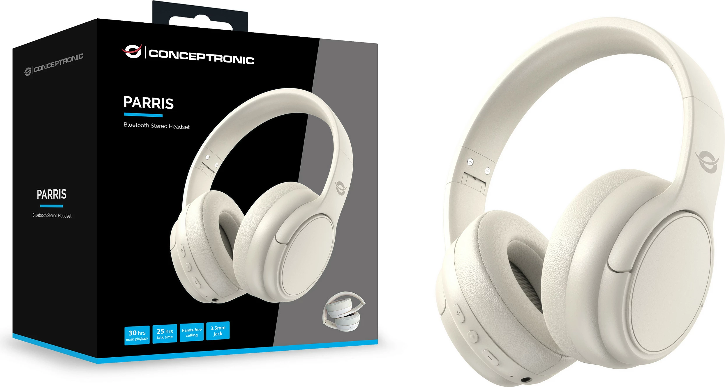 Kufje Conceptronic wireless BT 5.4, 30 orë, të bardha