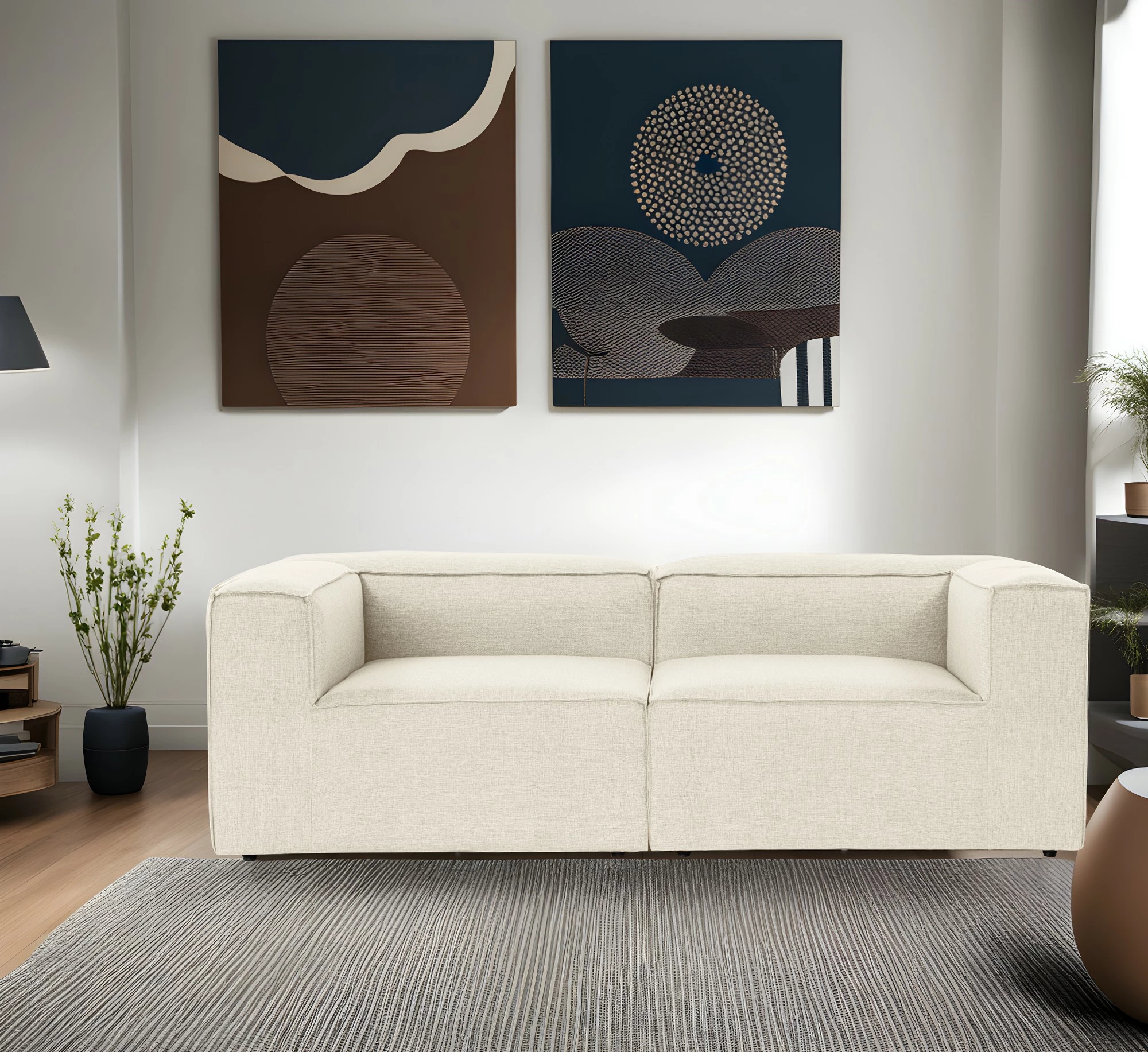 Divan dy ulëshe Atelier del Sofa, Fora 2, ngjyrë ecru