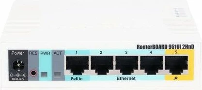 Access Point MIKROTIK RB951Ui-2HnD, 2.4GHz Wi‑Fi 4 300Mbps, 5x Ethernet, USB 2.0, PoE-out, i bardhë