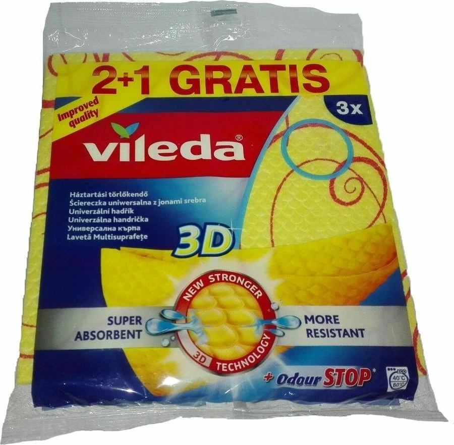 Leckë universale pastrimi Vileda Odor Stop me jone argjendi 3 copë (2+1), 144828