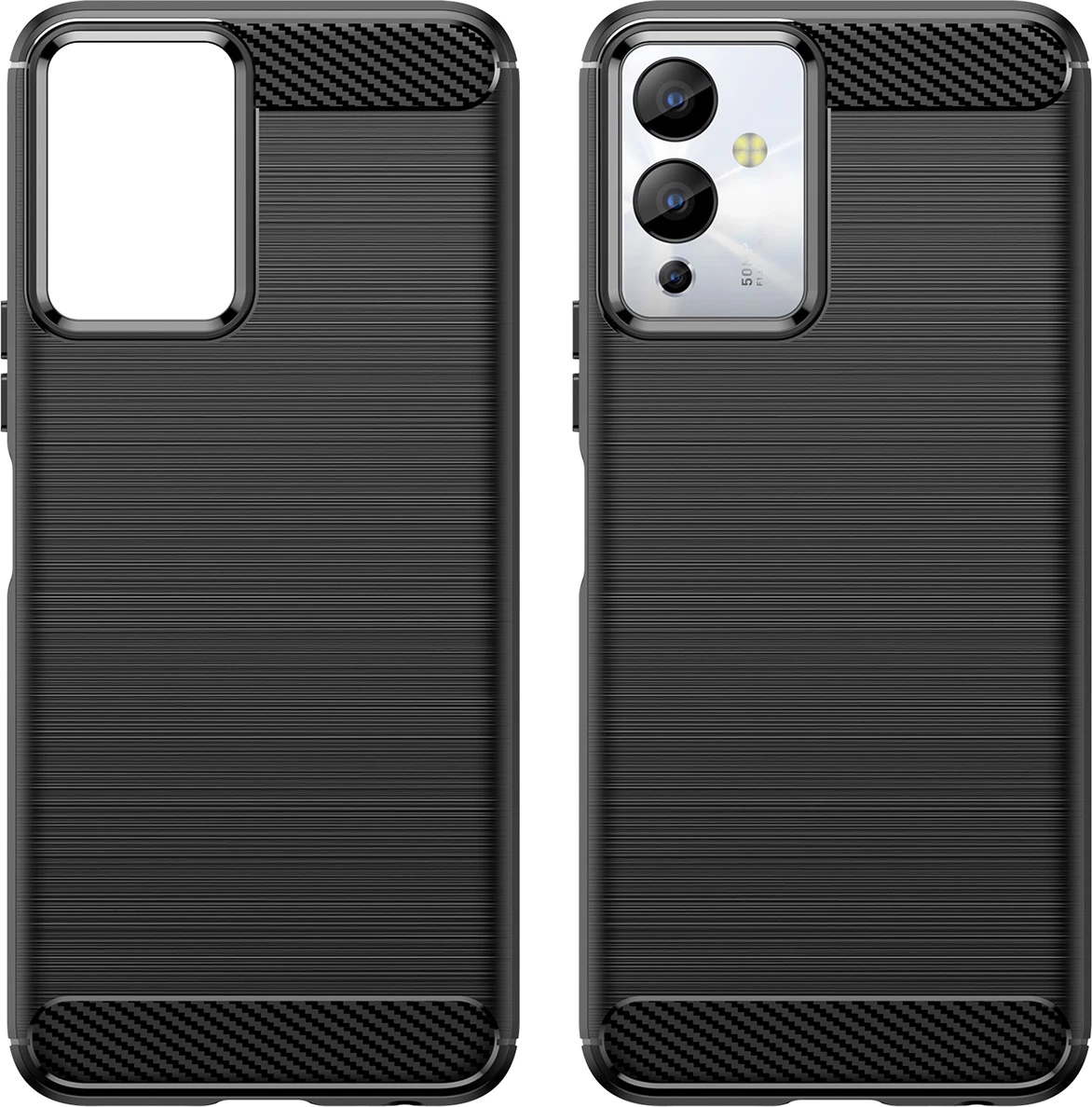 Mbështjellës Hurtel Carbon Case për Infinix Note 12i, silikon fleksibil, i zi