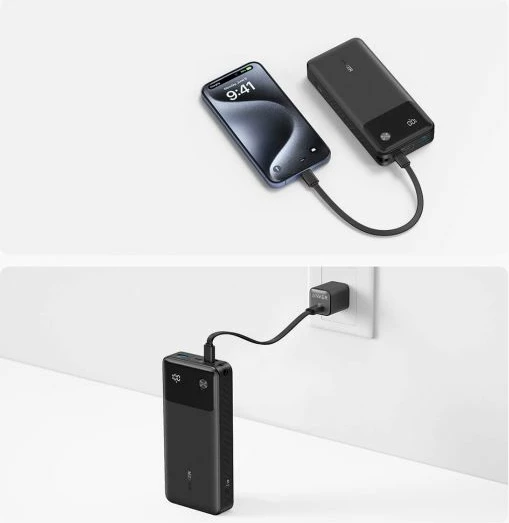 Powerbank Anker A1384G11 20000mAh 30W PD, kabllo USB-C, e zezë
