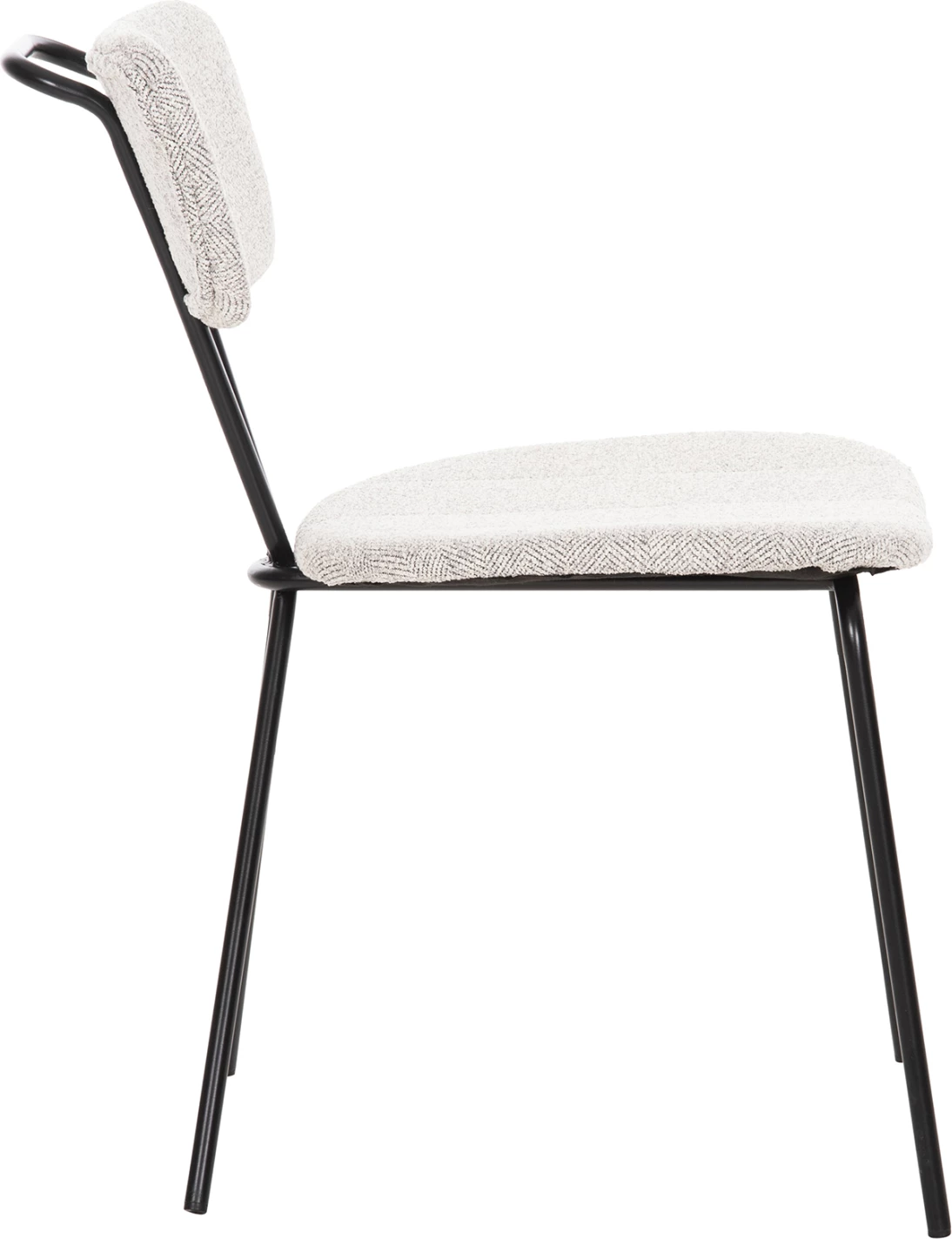 Karrige ngrënieje DORY FH9855.03 kornizë metalike në të zezë, pëlhurë në gri të lehtë 48,5x61x76H cm., set prej 4 copë