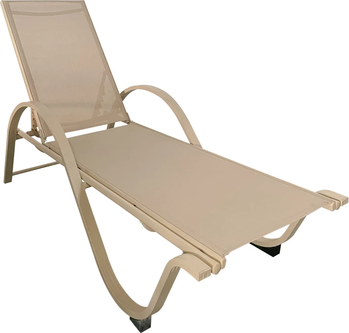 Shezlong me krahë Attain, alumin, tekstilene, ngjyrë kapuçino/kafe, 191x64x32cm