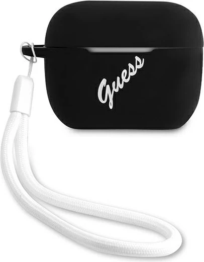 Mbështjellës Guess GUACAPLSVSBW për AirPods Pro, silikon, zi/bardhë