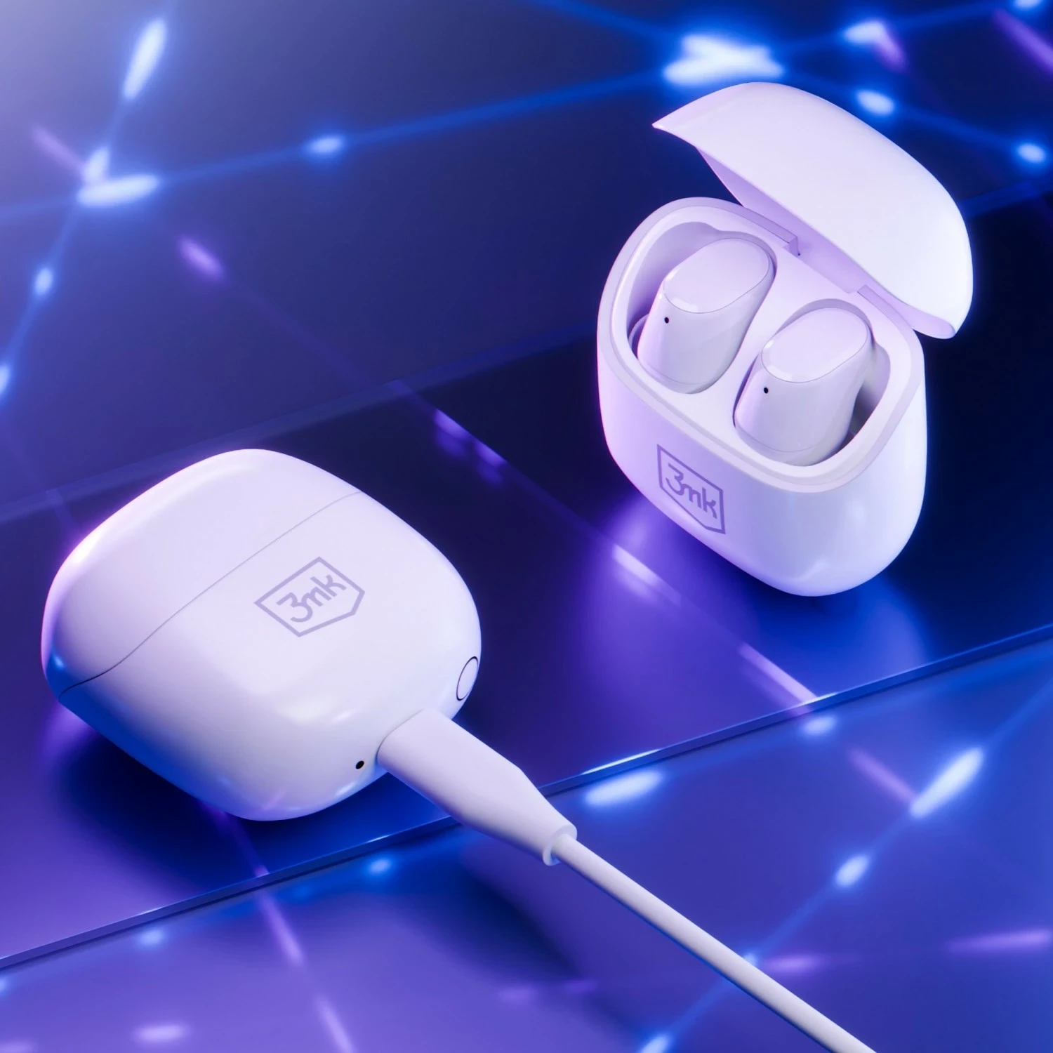 Kufje wireless 3MK BlitzBuds, Bluetooth 6.0, IPX5, të bardha