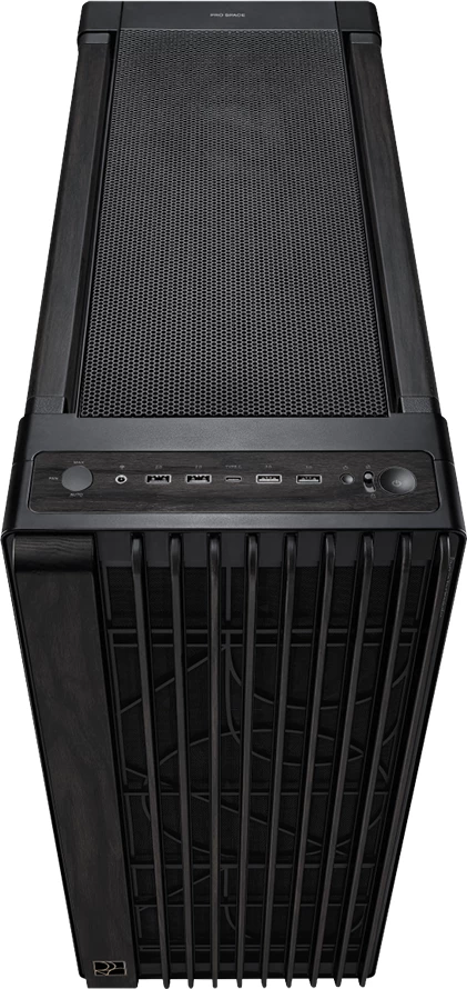Kasë ASUS ProArt PA602 Wood Edition E-ATX, mbështetje radiator 420mm, USB-C 20Gbps, 3 ventilatorë të instaluar, e zezë