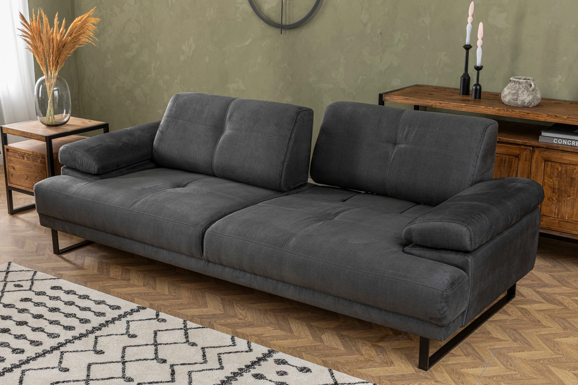 Divan-krevat 3 vendësh, Atelier del Sofa, Mustang, antracit