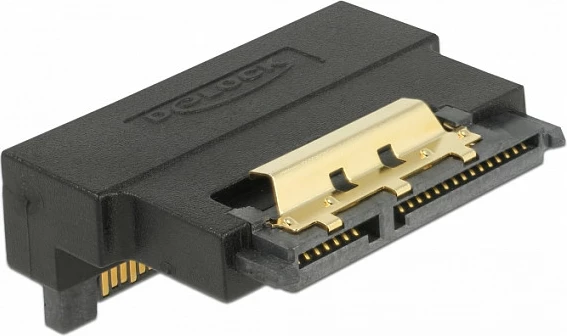 Adapter SATA 22-pin DeLOCK, 6 Gbit/s, kontakte të arta, këndor poshtë, i zi