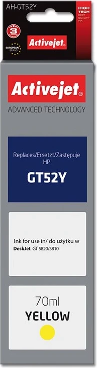 Ngjyrë zëvendësuese Activejet AH-GT52Y për printer HP, 70ml, e verdhë