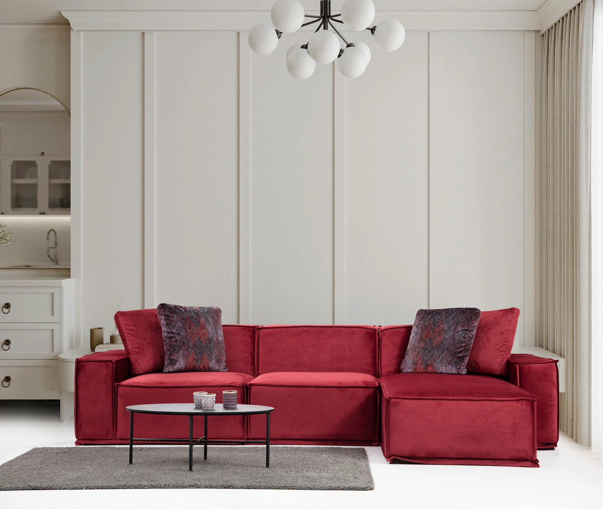 Kënd-sofë Atelier del Sofa, Lego Corner 9, ngjyrë burgundy, 300x170cm