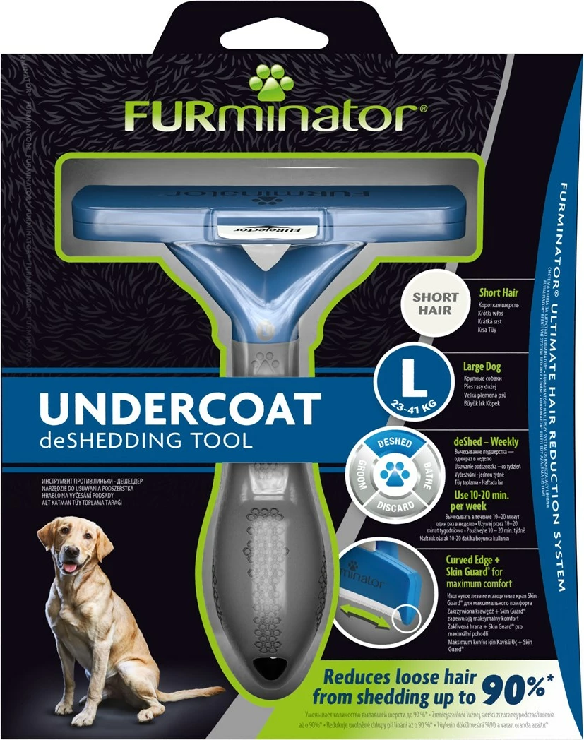Brushë për qen Furminator,for longhaired dogs - L, e zezë 