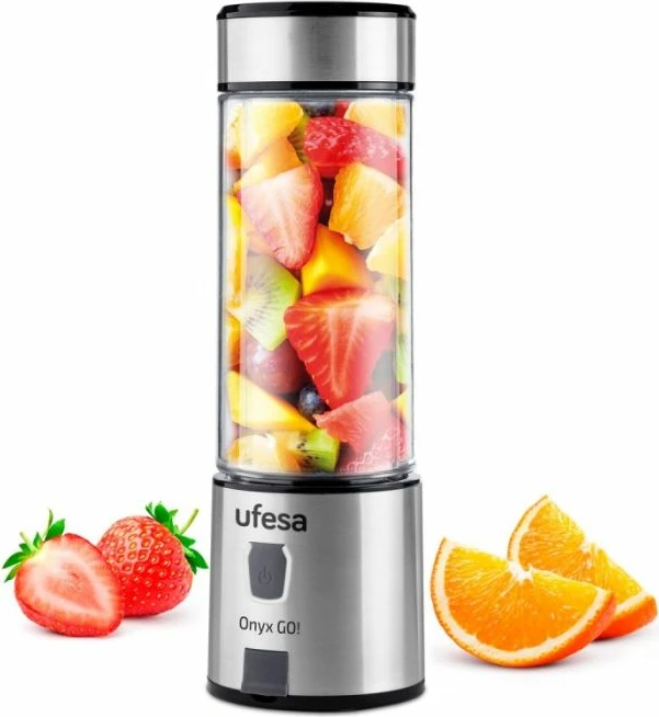 Blender portativ UFESA Onyx GO, 400 ml, USB, 6 thika, 2x2550 mAh, me kapak sportiv