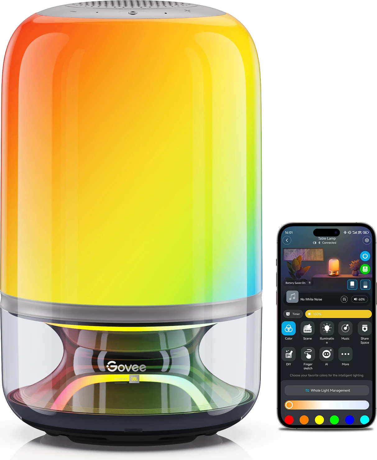 Lampë tavoline Govee Table Lamp 2 Pro x Sound by JBL, RGB, me bateri 5200 mAh