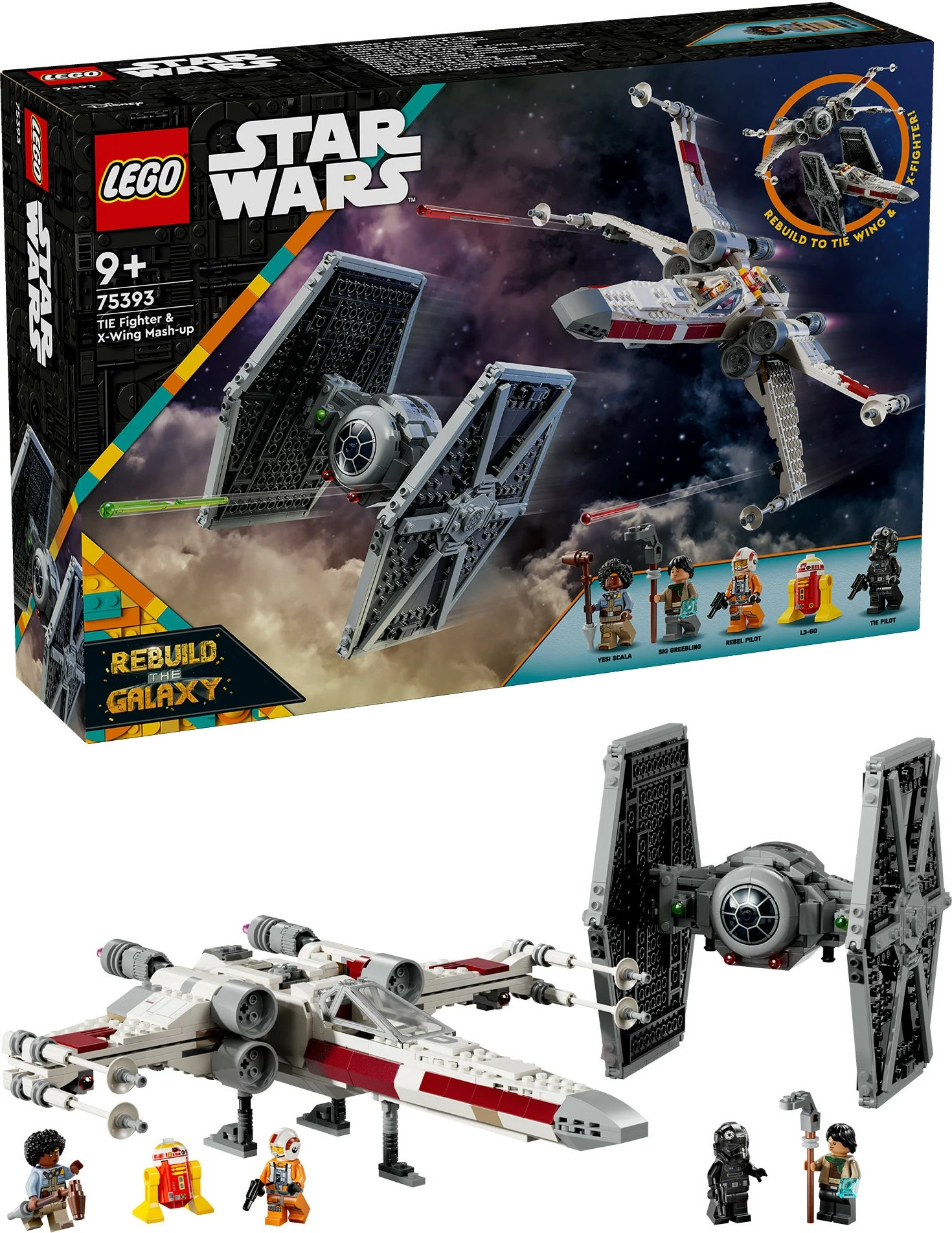 Set ndërtimi LEGO TIE Fighter & X-Wing Mash-up, 1063 copë, shumëngjyrësh