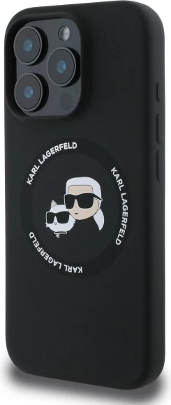Mbështjellës Karl Lagerfeld KLHMP16XSKCHTCK për iPhone 16 Pro Max 6.9", silikon, MagSafe, zi