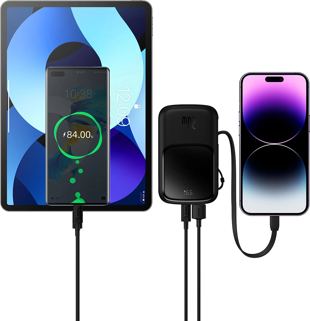 Powerbank Baseus Qpow Pro Overseas Edition 10000mAh, 20W, me kabllo USB-C, e zezë