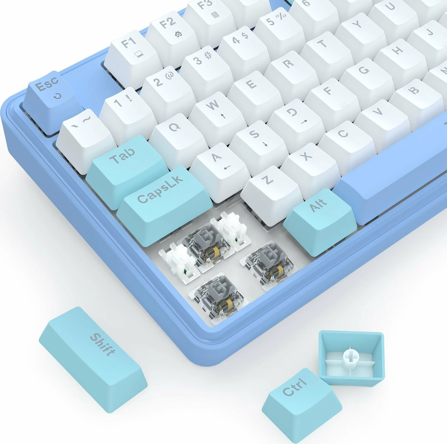 Tastierë gaming mekanike Redragon K707 StarBlade (K707WBB-RGB) TKL 80% US, hot-swap, RGB, USB, blu/bardhë