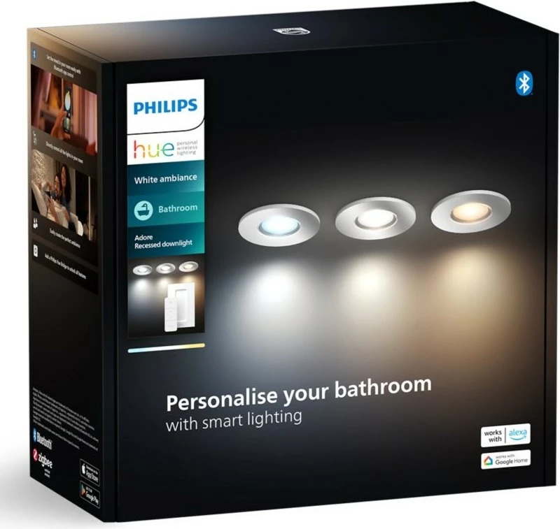 Spote ndriçimi smart Philips Hue Adore, 3x350lm, GU10, krom