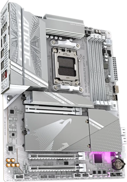 Pllakë amë GIGABYTE X870 AORUS ELITE WIFI7 ICE, AM5, ATX, DDR5, WiFi 7, 2.5GbE, USB4, e bardhë