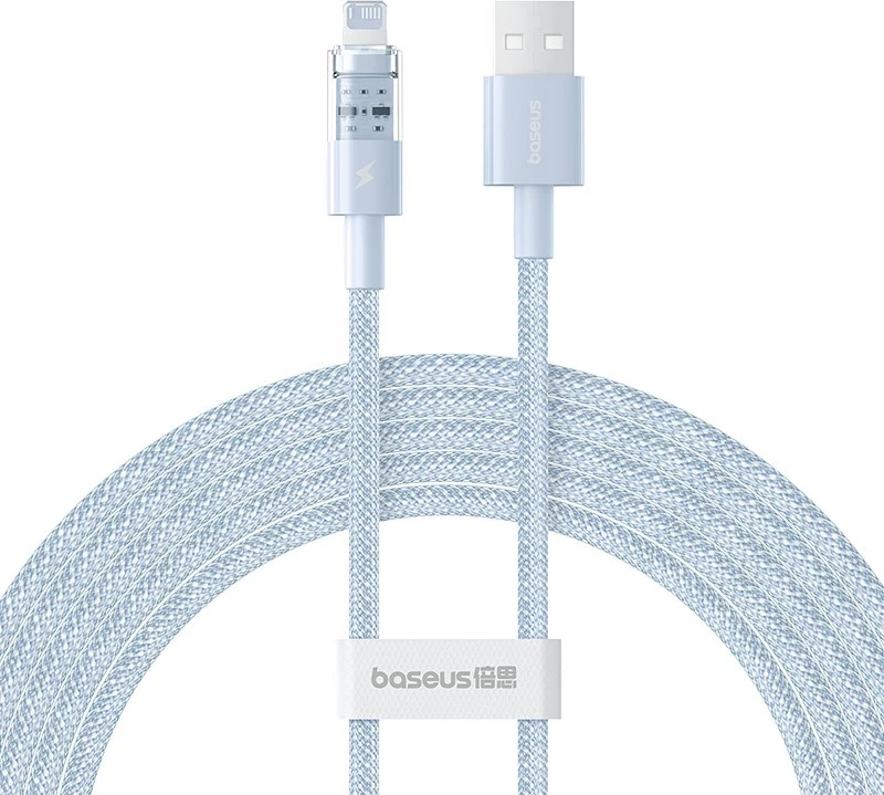 Kabllo Baseus Gem USB në IP, 2.4A, 2 m, Blu