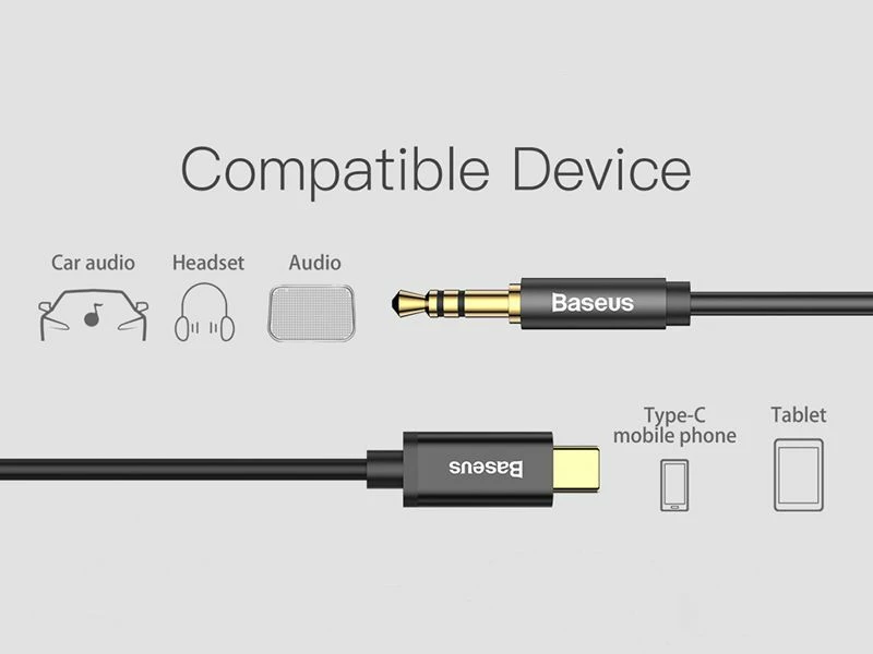 Kabllo audio USB-C në Jack 3.5mm Baseus M01 (CAM01-01) 1.2 m, e zezë