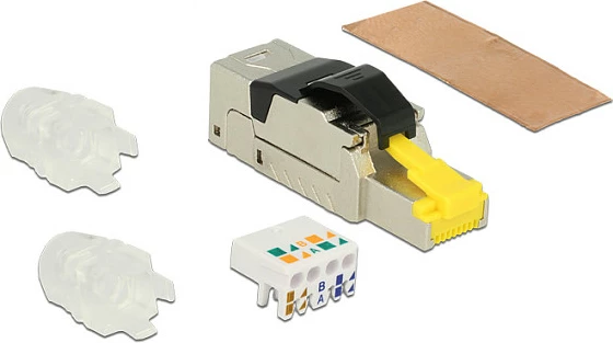 Konektor RJ45 DeLOCK 86485, montim pa vegla, e zezë/argjendtë/transparente/e verdhë