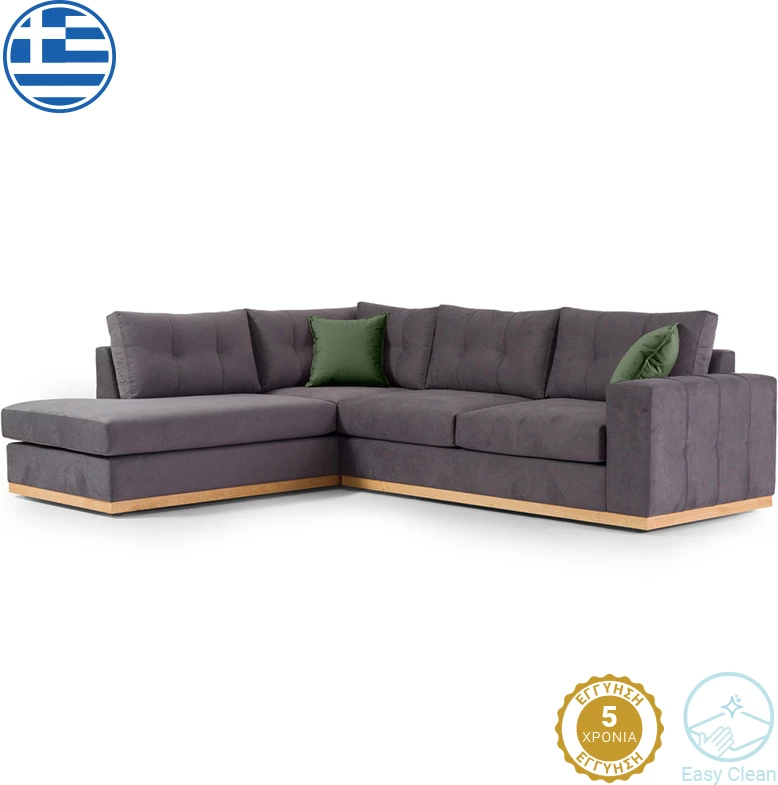 Kënd divan Boston, kënd i djathtë, pëlhurë anthracite-cypress, 280x225x90 cm