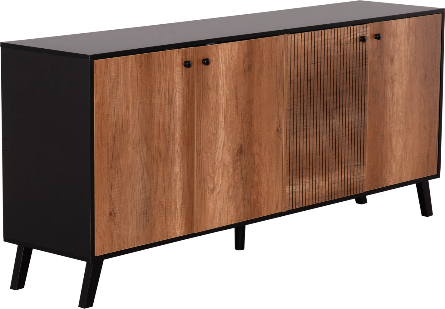 Bufe KRUDEN, melaminë, ngjyrë e zezë-natyrale, FH9446.11, 180x40x78.6 cm