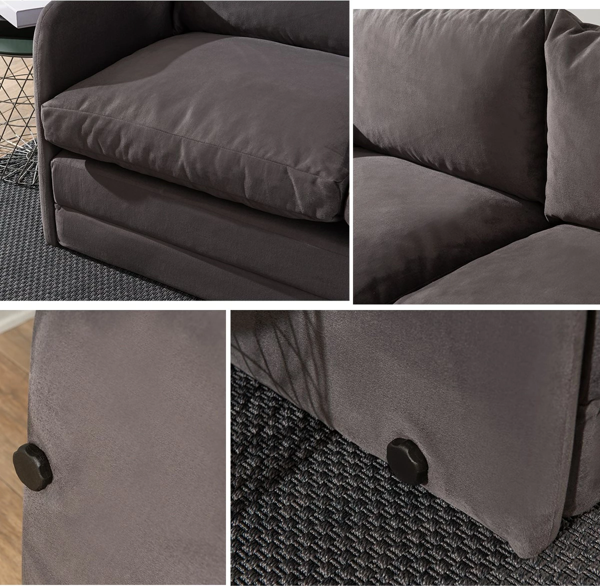 Divan i shndërrueshëm në shtrat, dy vende, gri, Saga XL