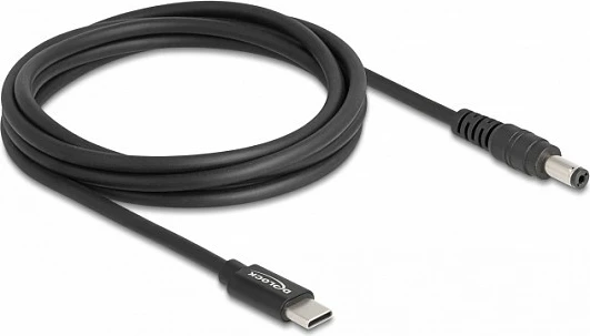 Kabllo karikimi laptop DeLOCK USB-C në 5.5 x 2.1 mm, 1.5 m, 20V 3A, e zezë