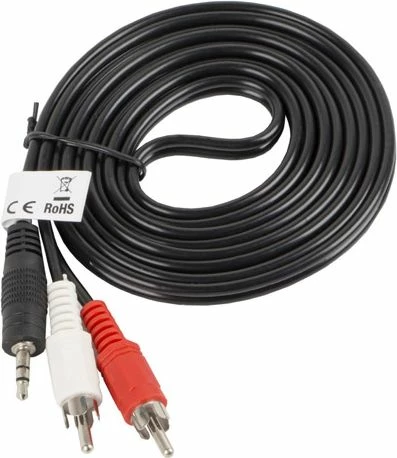 Kablë audio Lanberg CA-MJRC-10CC-0025-BK, 3.5mm Jack në 2x RCA (Cinch), 2 m, e zezë