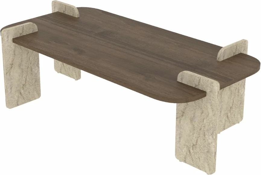 Tavolinë kafeje Skye Decor, Leapiri, ngjyrë travertin dhe arre