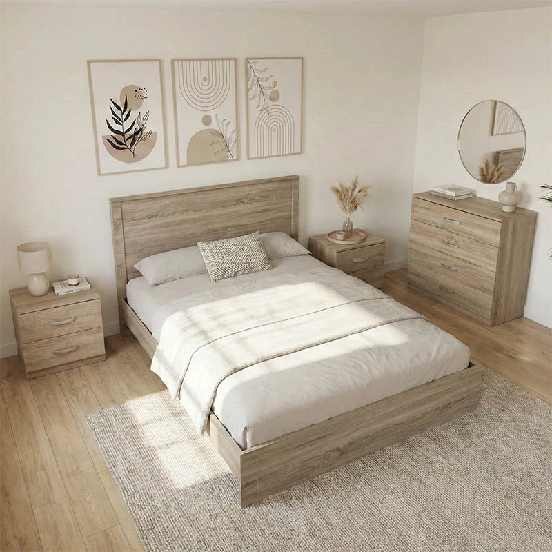 Set dhome gjumi Athos, ngjyrë sonoma, krevat 140x200cm, set 4 pjesë